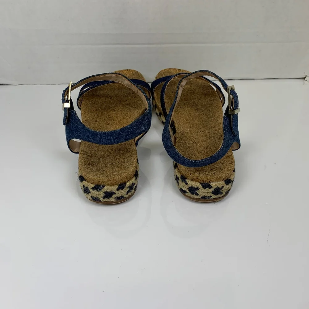 Amelia Grace Women Blue Denim Flat Open Toe Strappy Sandals Size 11 - Picture 9 of 10